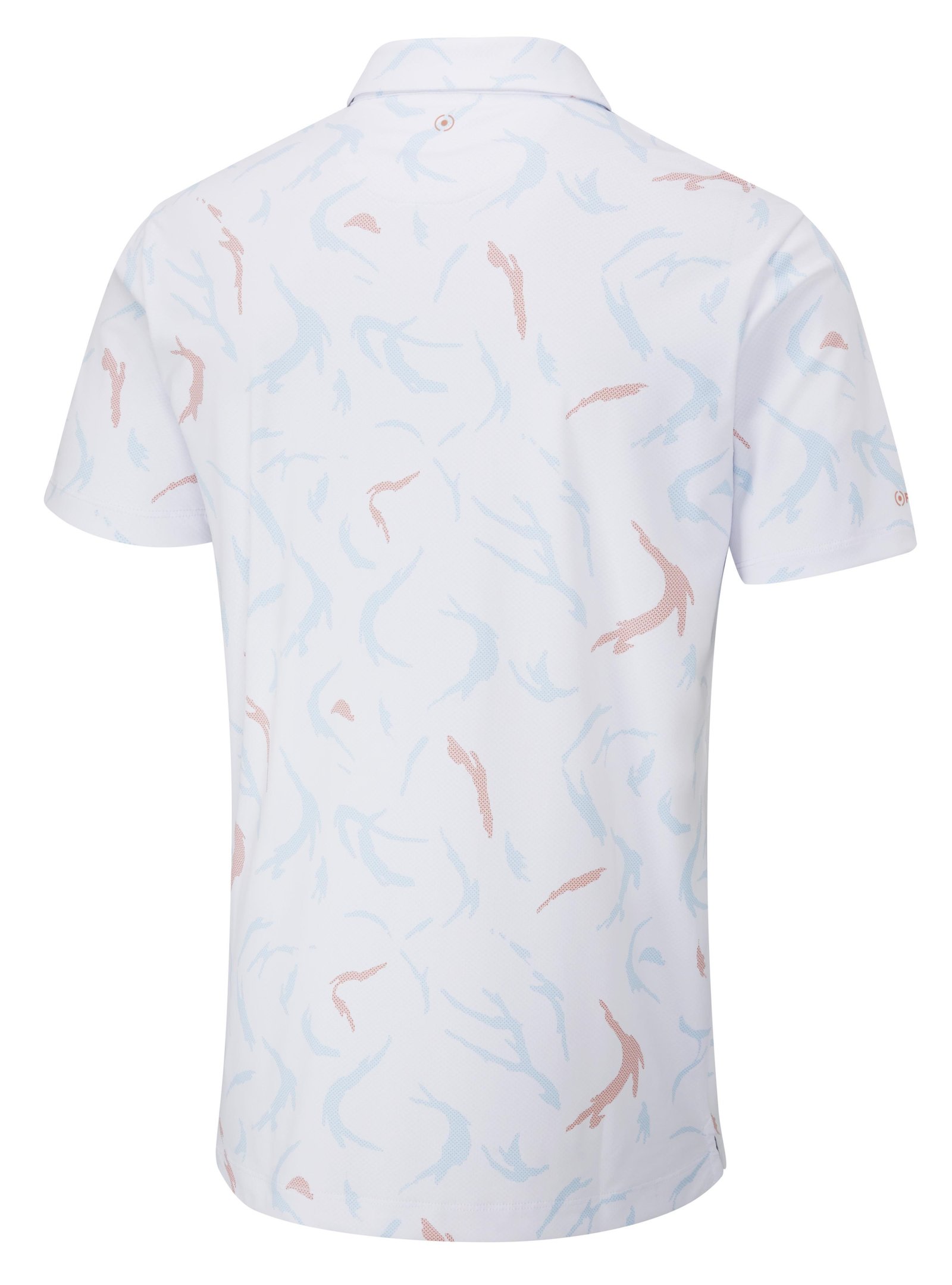 PING Ephron Printed pánske polo, biela/wild salmon multi