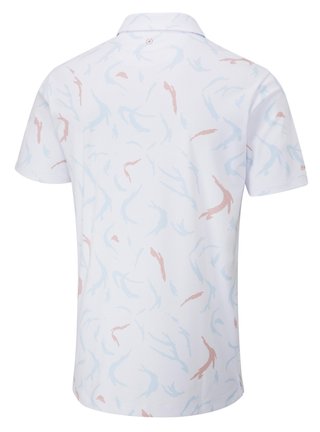 PING Ephron Printed pánske polo, biela/wild salmon multi