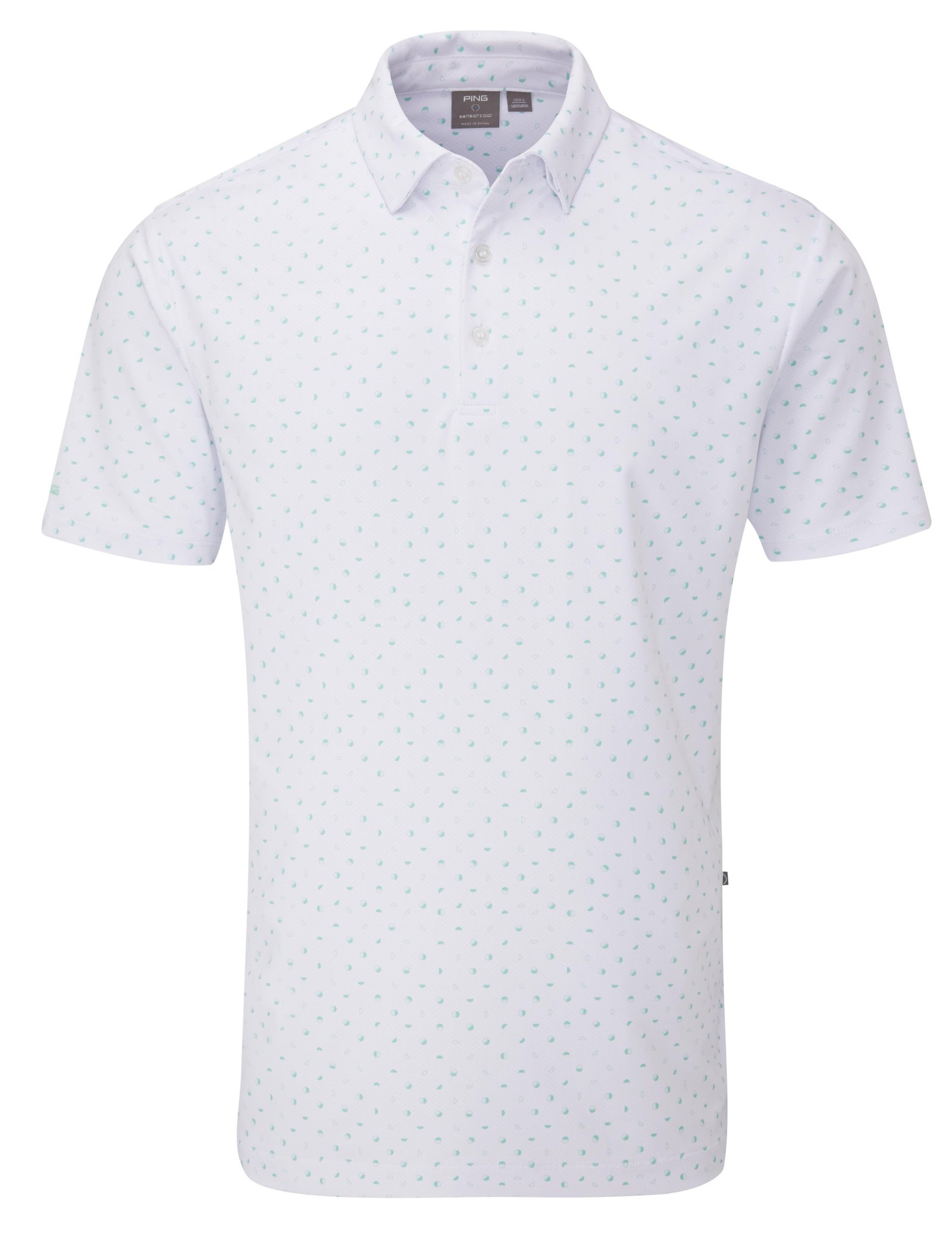 PING Ephron Printed pánske polo, biela/green bay multi