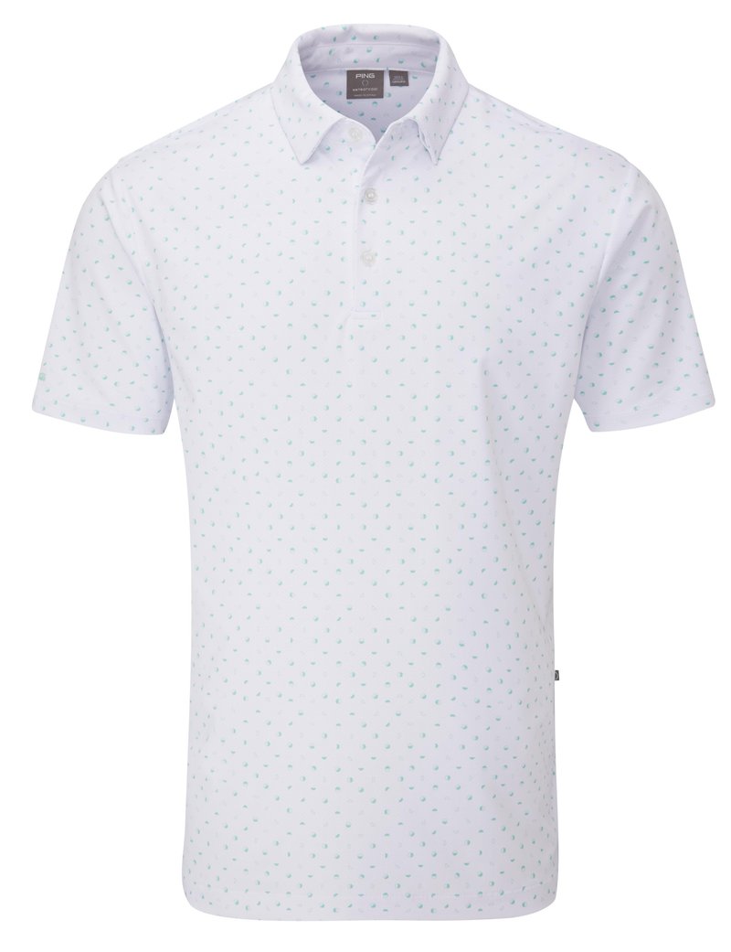 PING Ephron Printed pánske polo, biela/green bay multi