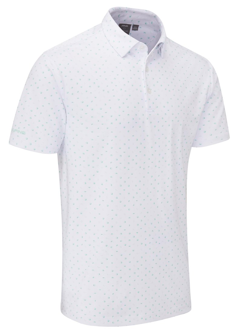 PING Ephron Printed pánske polo, biela/green bay multi