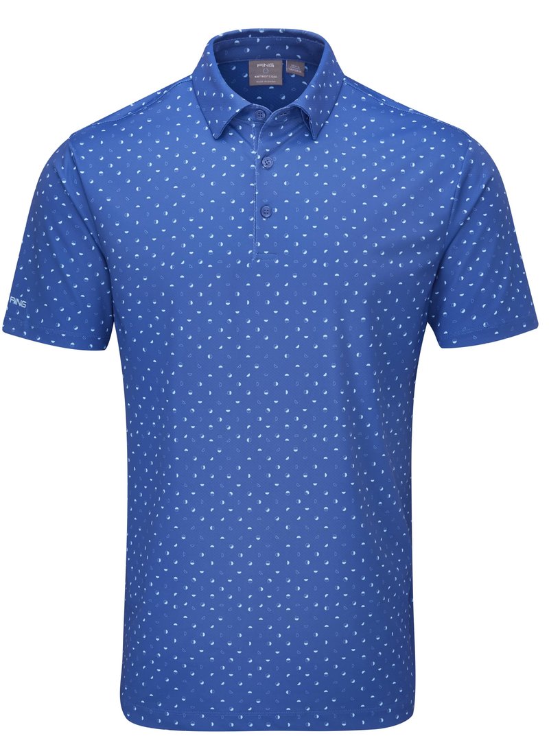 PING Ephron Printed pánske polo, bright cobalt multi