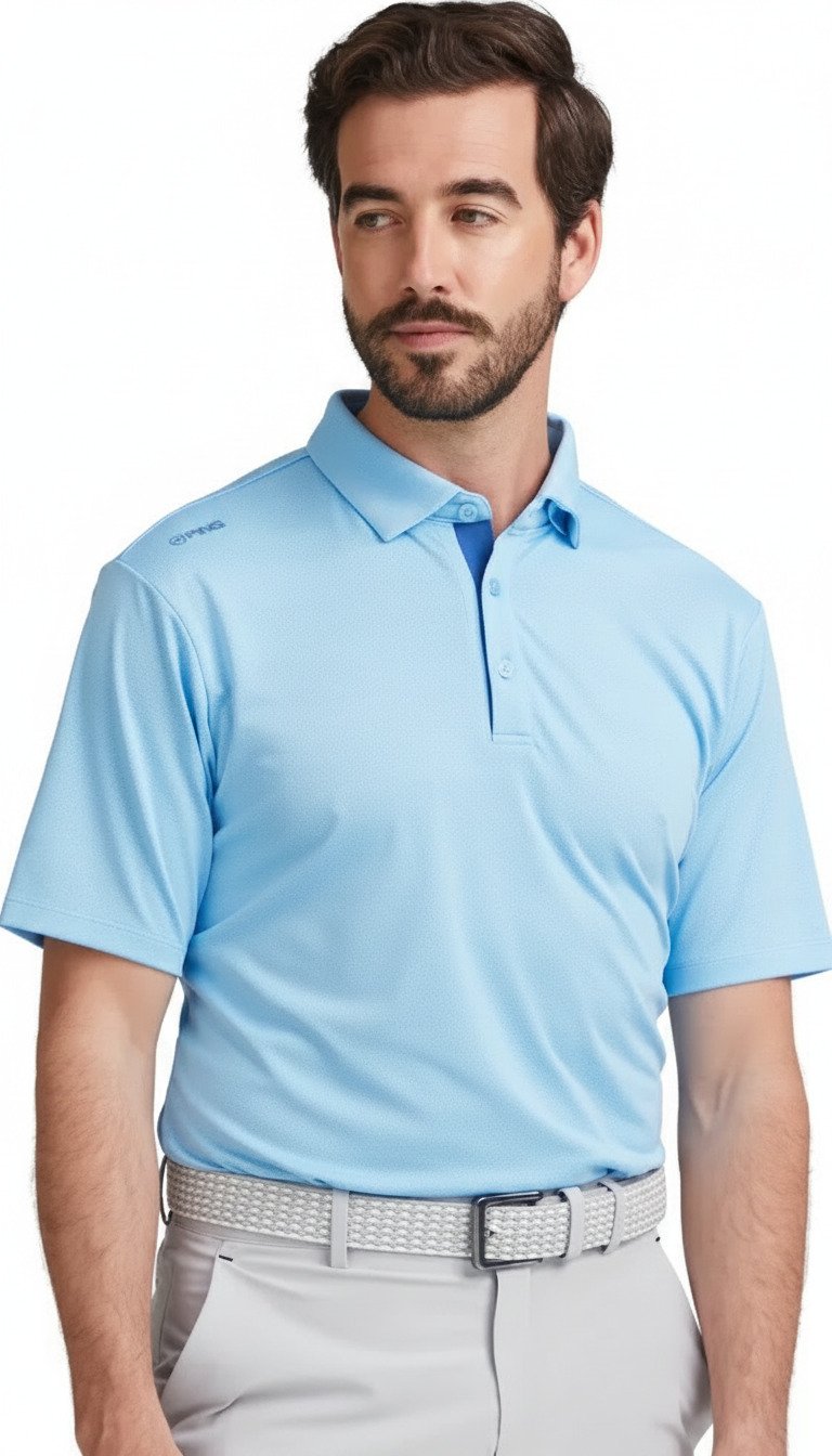 PING Claude Camo Mesh pánske polo, baltic sea