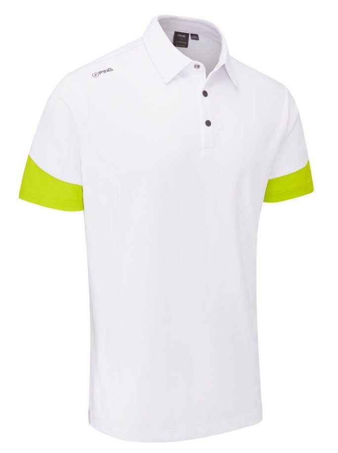 PING Ty pánske polo, biela/lime