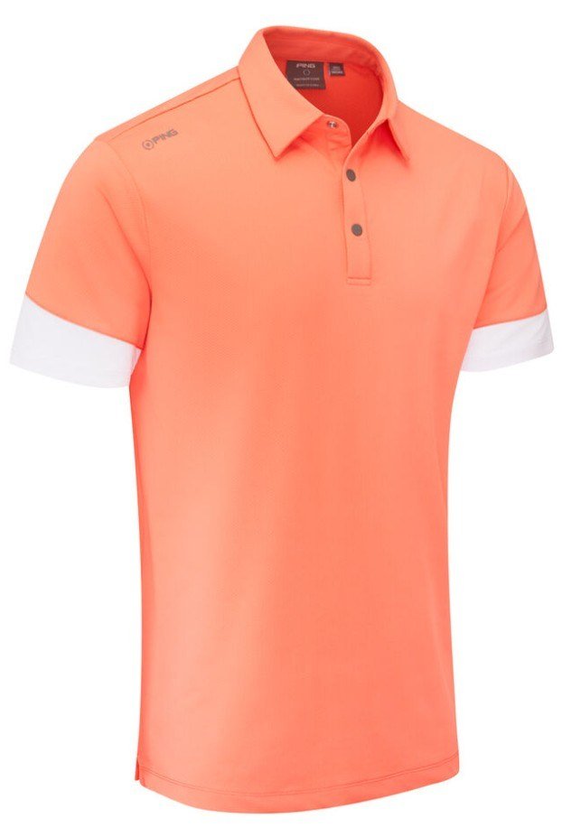 PING Ty pánske polo, wild salmon/biela
