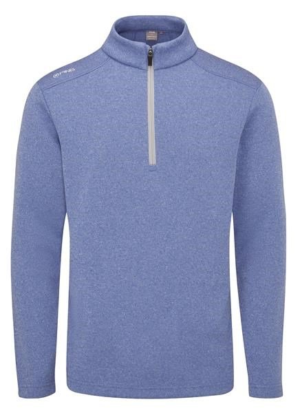 PING Ramsey half zip ribbed fleece pánsky pullover, bright cobalt marl