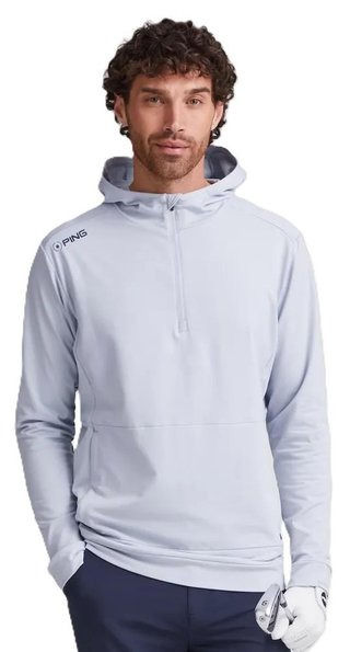 PING Haldon Hooded Fleece pánska mikina, pearl grey