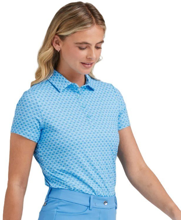 PING Aeria Printed dámske polo, azure geo