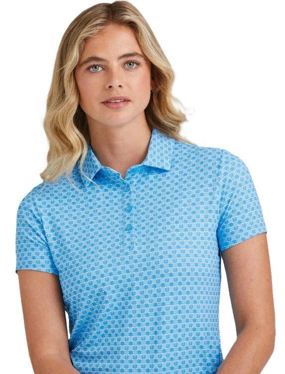 PING Aeria Printed dámske polo, azure geo