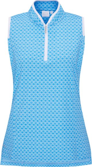 PING Penola Printed Sleeveless dámske polo, azuro geo