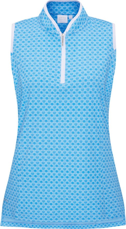 PING Penola Printed Sleeveless dámske polo, azuro geo