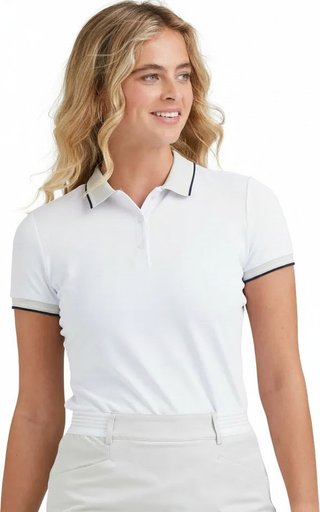 PING Viviana Tipped dámske polo, white/pebble