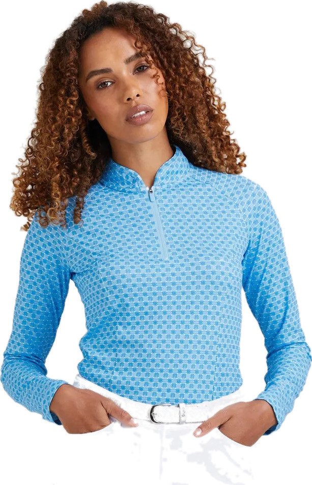 PING Arwen Printed Longsleeve dámske polo, azure geo