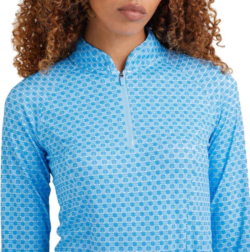 PING Arwen Printed Longsleeve dámske polo, azure geo