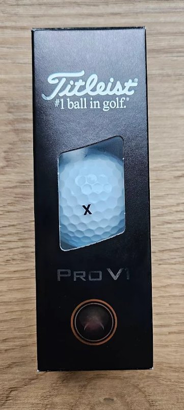 Titleist Pro V1 golfové loptičky, text čierna, štandardné číslovanie 1-4, Text: X - 3 loptičky