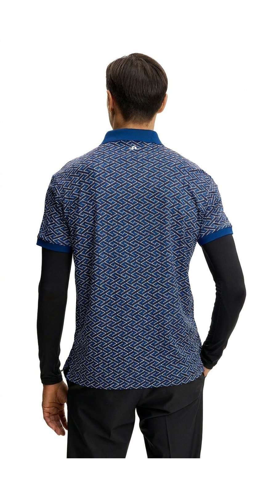 J.Lindeberg Tour Tech Print pánske polo, ladder estate navy