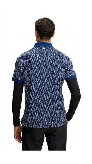 J.Lindeberg Tour Tech Print pánske polo, ladder estate navy