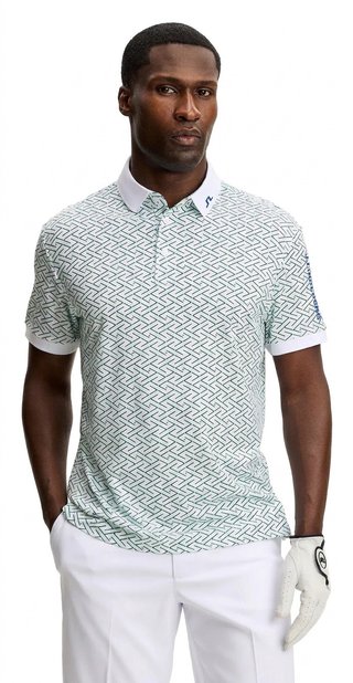 J.Lindeberg Tour Tech Print pánske polo, ladder white bay