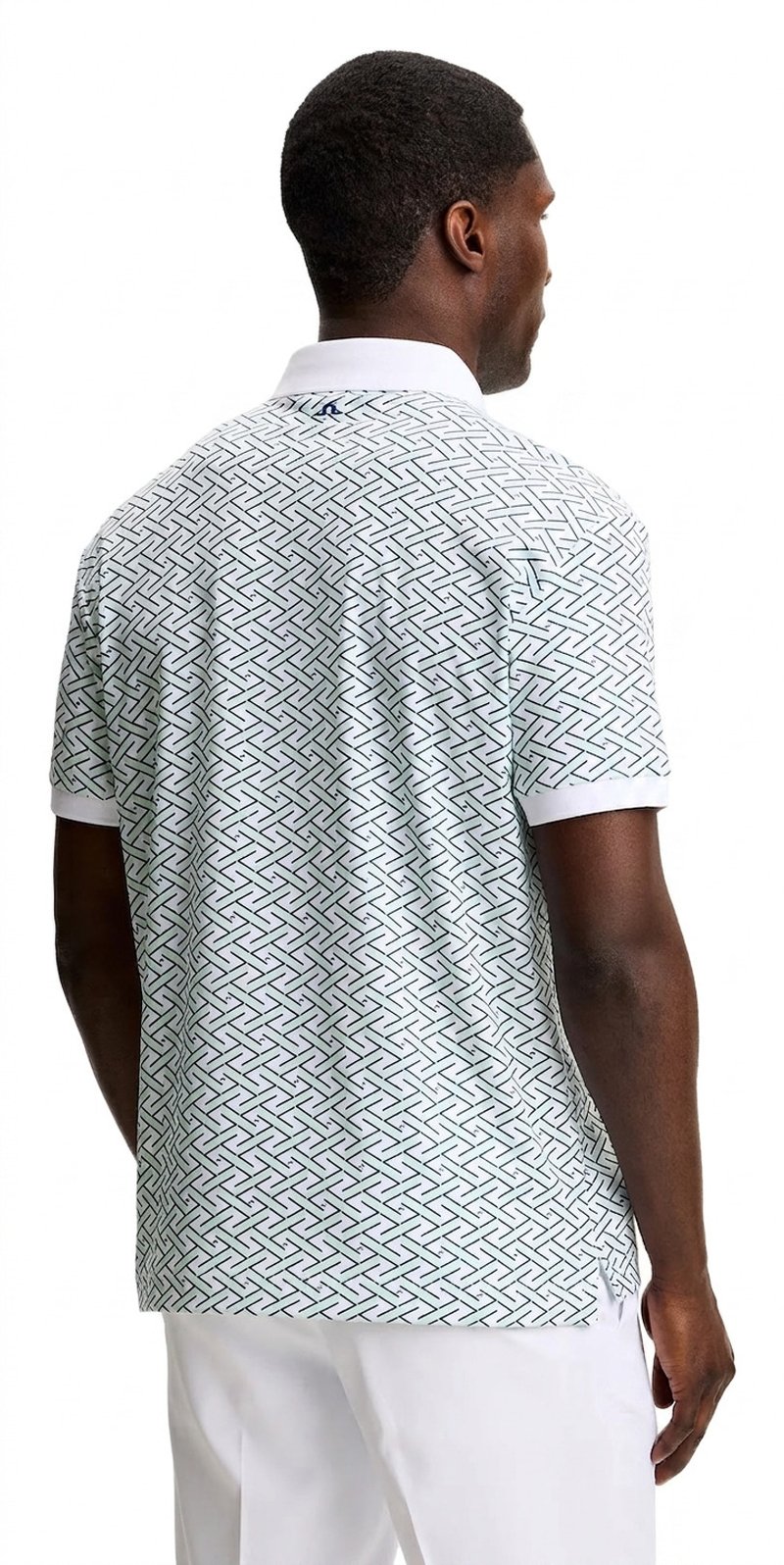 J.Lindeberg Tour Tech Print pánske polo, ladder white bay