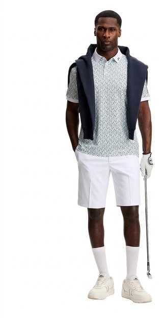 J.Lindeberg Tour Tech Print pánske polo, ladder white bay