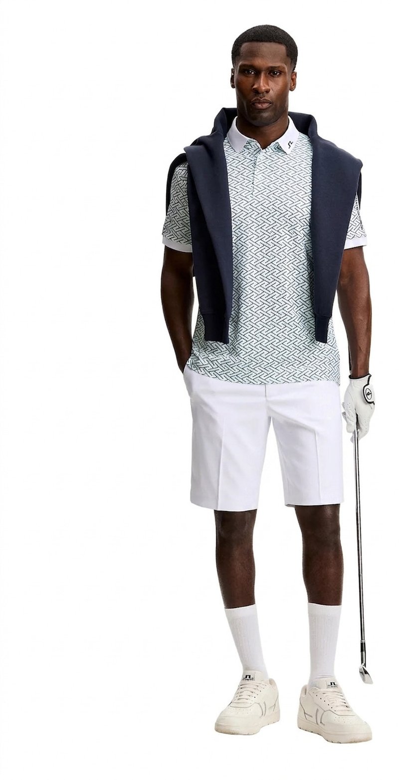 J.Lindeberg Tour Tech Print pánske polo, ladder white bay