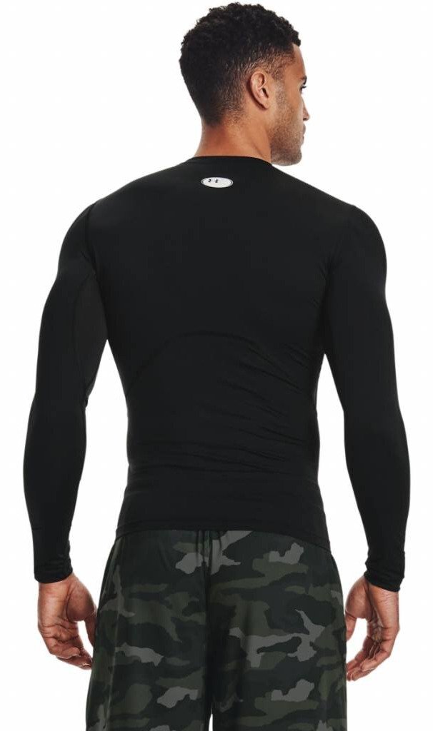 Under Armour HeatGear pánske kompresné tričko s dlhým rukávom, čierno/biele