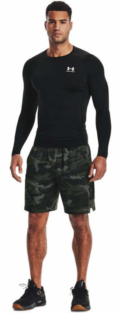 Under Armour HeatGear pánske kompresné tričko s dlhým rukávom, čierno/biele
