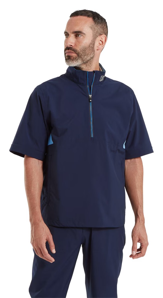 FootJoy HydroLite X Short Sleeve Rain pánska košeľa do dažďa, navy/stredne modrá