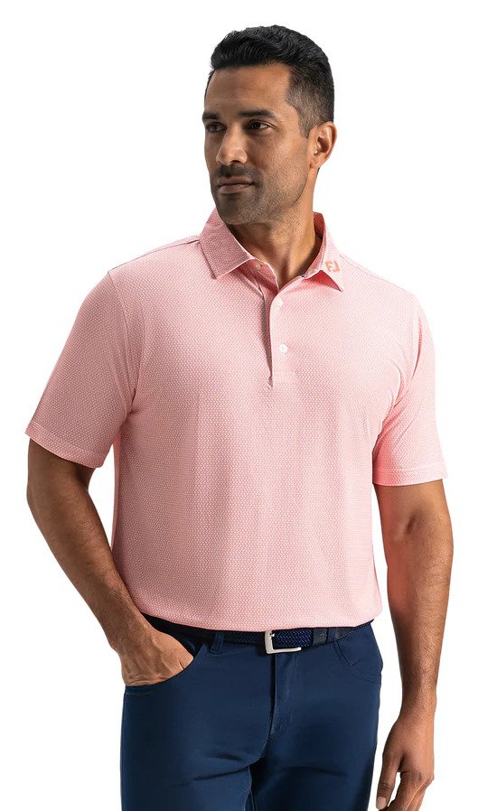 FootJoy Heritage Logo Lisle pánske polo, bielo/broskyňové