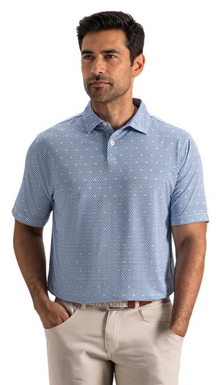 FootJoy Order Geometric Lisle pánske polo, white/riviera/peach