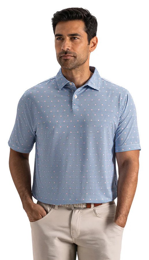 FootJoy Order Geometric Lisle pánske polo, white/riviera/peach