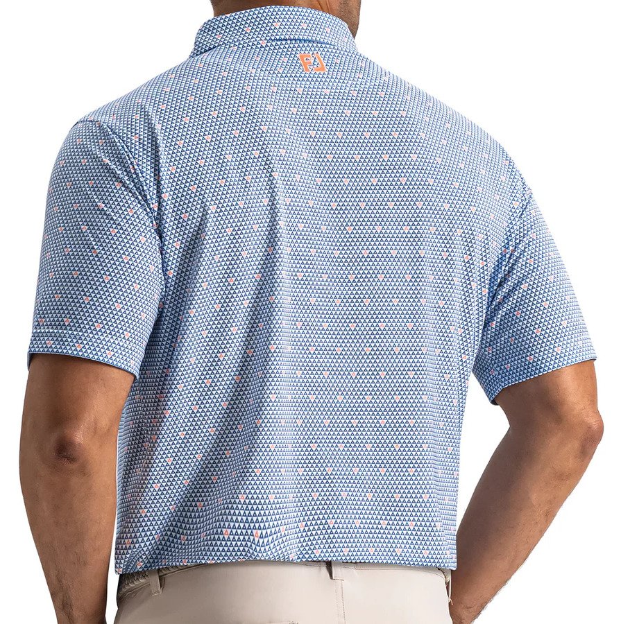 FootJoy Order Geometric Lisle pánske polo, white/riviera/peach