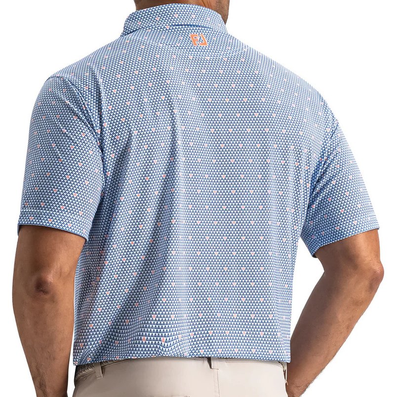 FootJoy Order Geometric Lisle pánske polo, white/riviera/peach