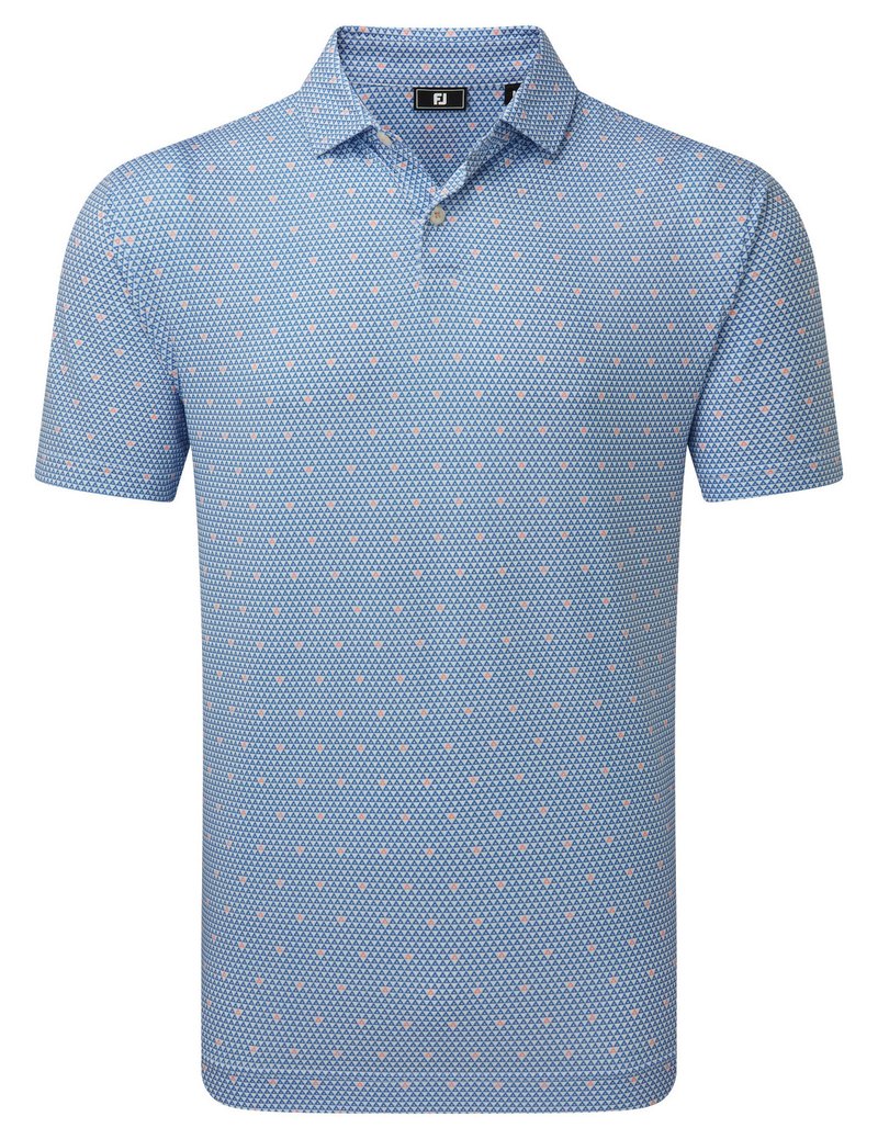 FootJoy Order Geometric Lisle pánske polo, white/riviera/peach