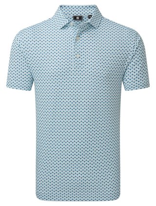 FootJoy Ginko Geo Pique pánske polo, white/mint julep/winward blue