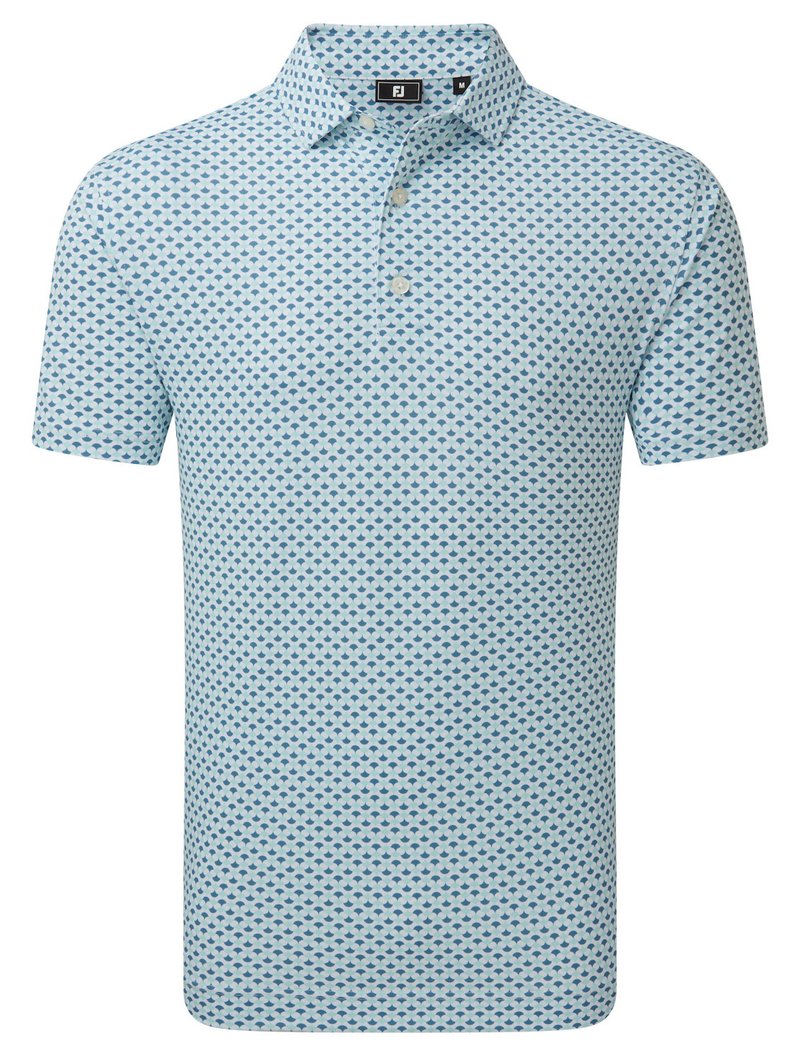 FootJoy Ginko Geo Pique pánske polo, white/mint julep/winward blue