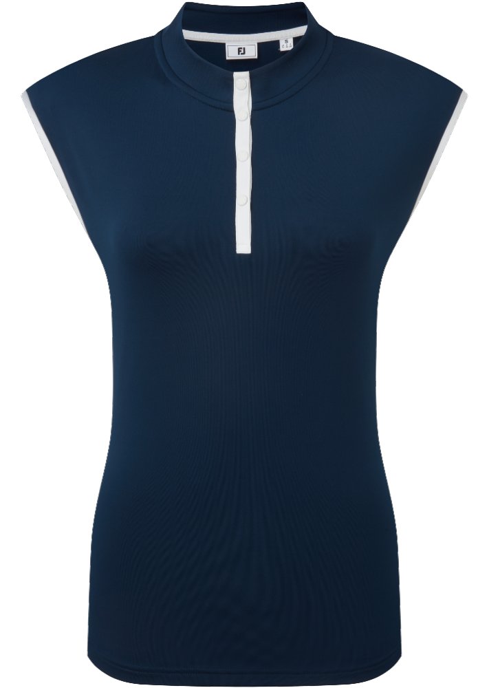 FootJoy Mock Neck Snap Front dámske polo, navy/white