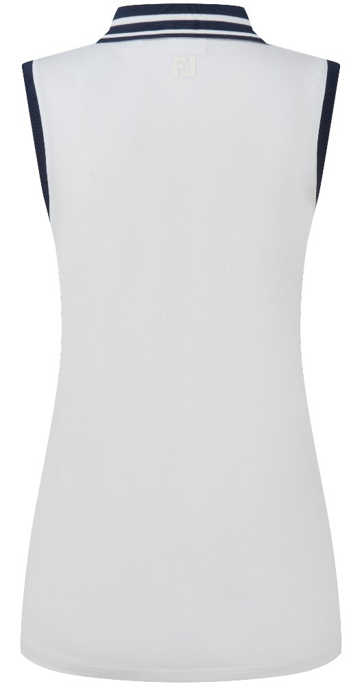 FootJoy Contrast Rib Knit Sleeveless dámske polo, bielo/tmavomodré