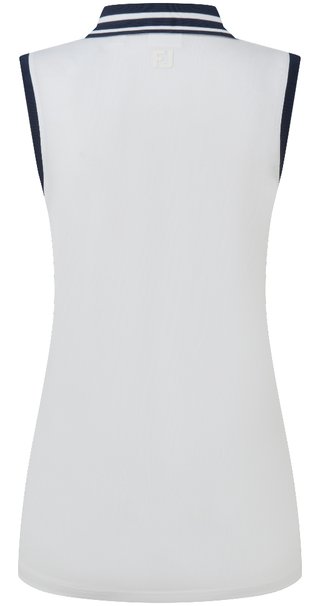 FootJoy Contrast Rib Knit Sleeveless dámske polo, bielo/tmavomodré
