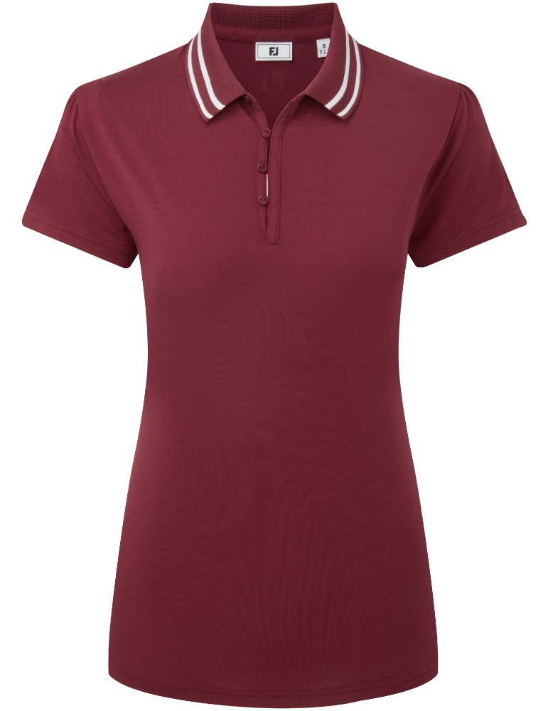 FootJoy Loop Button dámske polo, cranberry/white