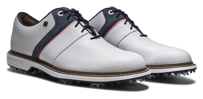 FootJoy Premiere Series - Packard pánske golfové topánky, bielo/modro/nantucket red