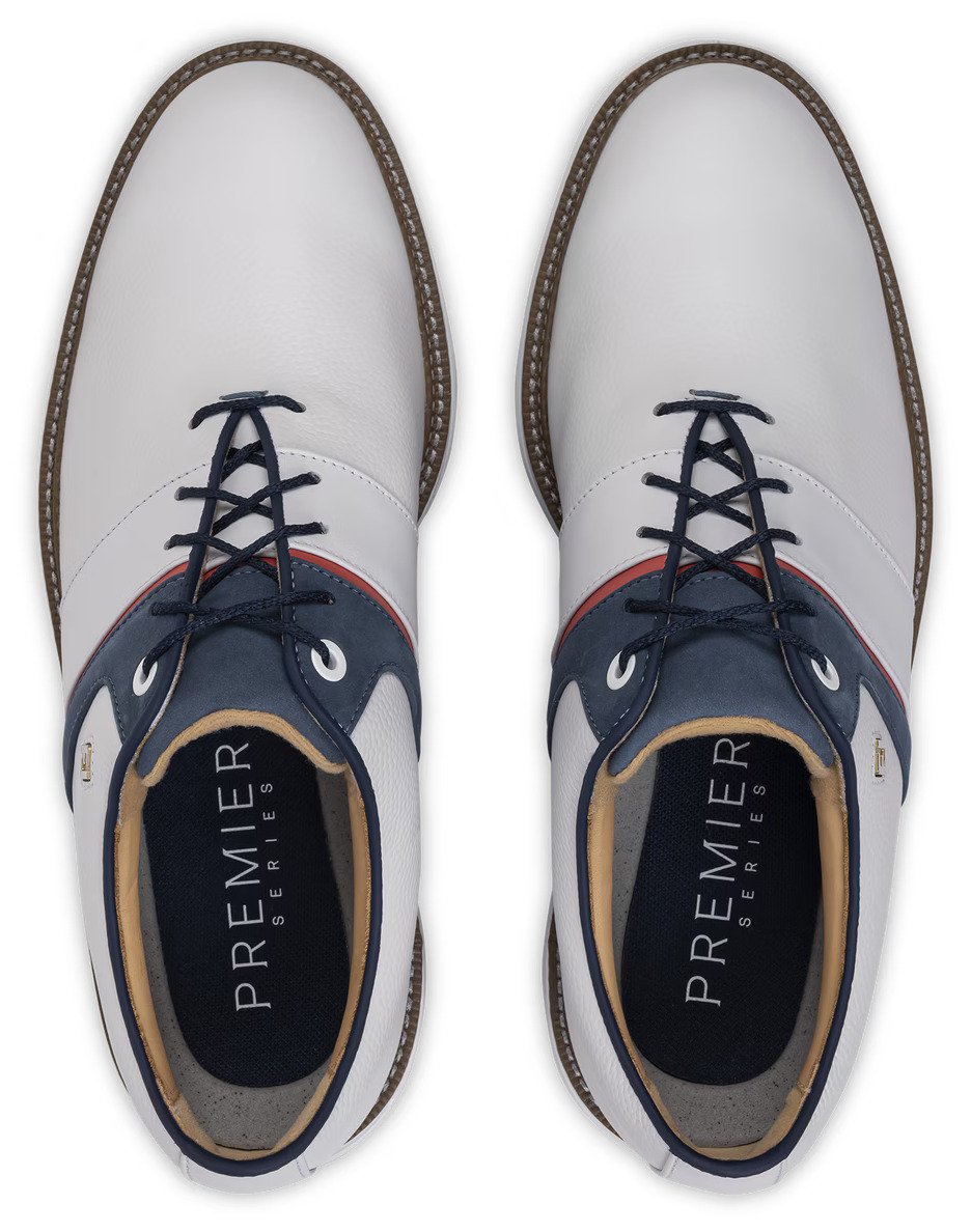 FootJoy Premiere Series - Packard pánske golfové topánky, bielo/modro/nantucket red