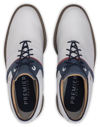 FootJoy Premiere Series - Packard pánske golfové topánky, bielo/modro/nantucket red