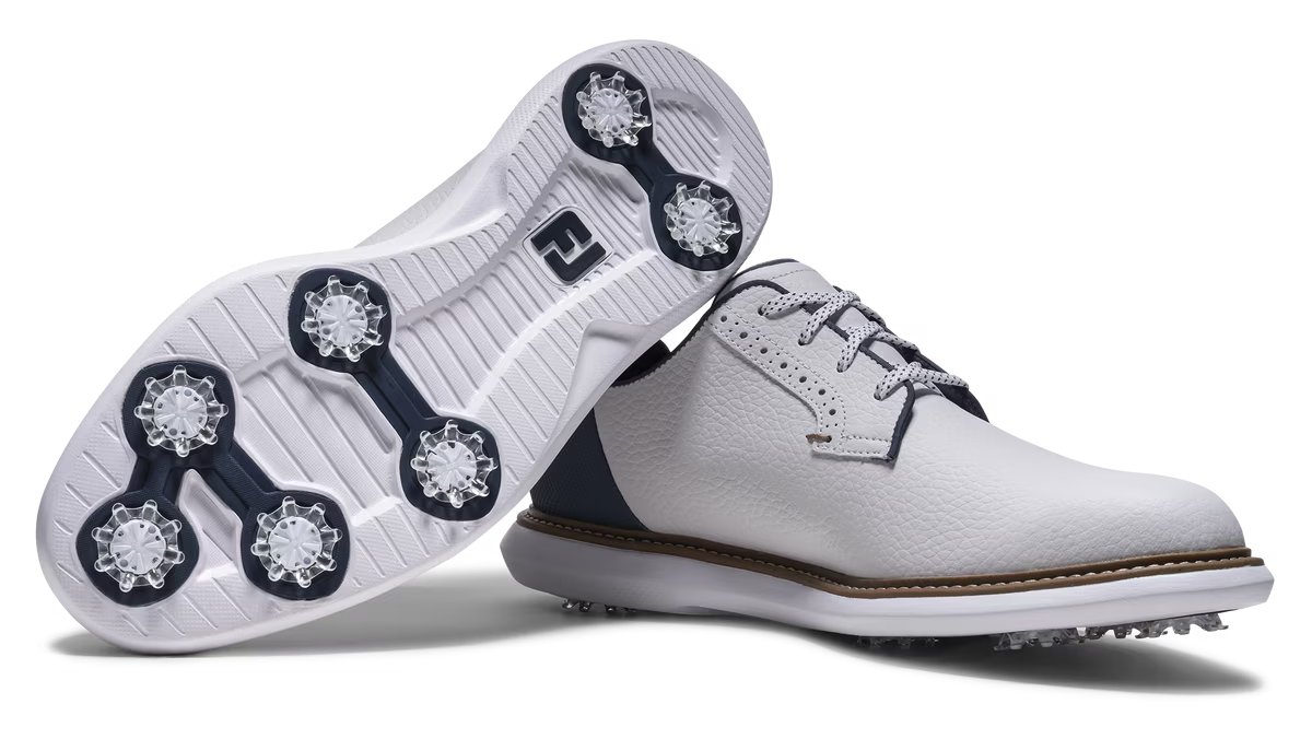 FootJoy FJ Traditions Blucher pánske golfové topánky, bielo/modro/béžové