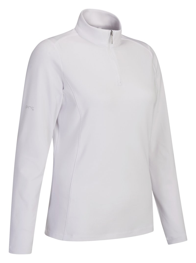 PING Aveline Half Zip dámske tričko s dlhým rukávom, biele