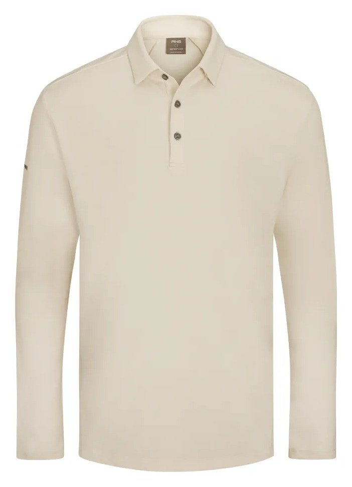PING Demitri Longsleeve pánske polo, egret