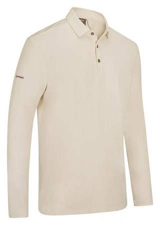 PING Demitri Longsleeve pánske polo, egret