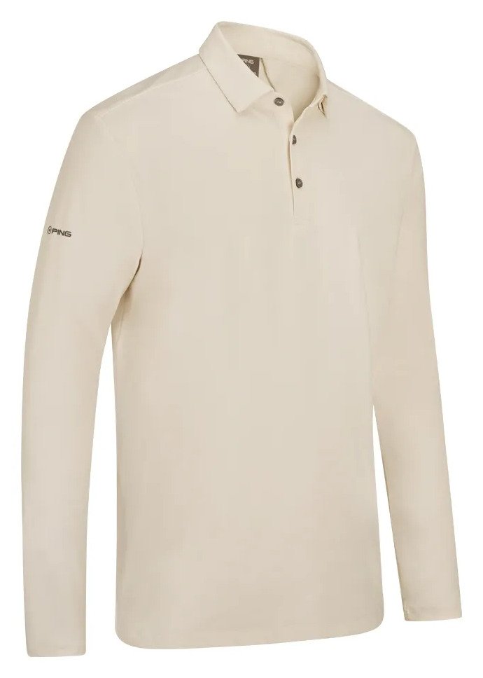 PING Demitri Longsleeve pánske polo, egret