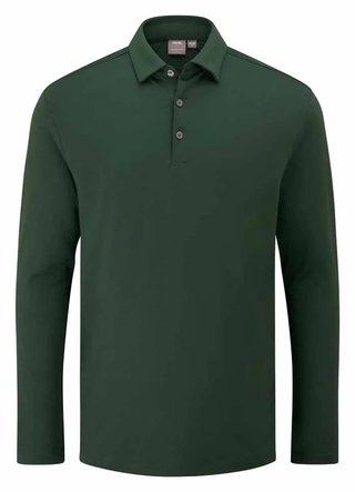 PING Demitri Longsleeve pánske polo, gorse green