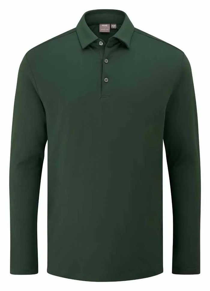 PING Demitri Longsleeve pánske polo, gorse green